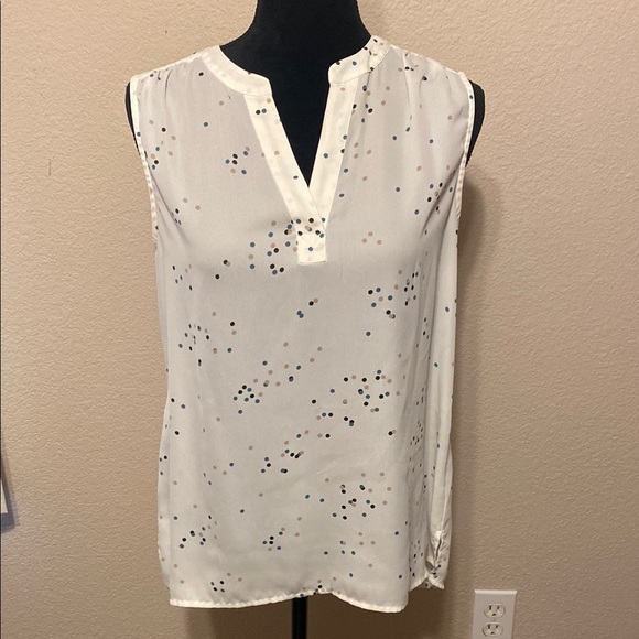 Chaus Tops - White Polka Dot Blouse